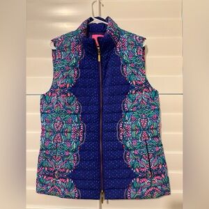 Lilly Pulitzer Navy Blue Pink Teal Quilted Vest